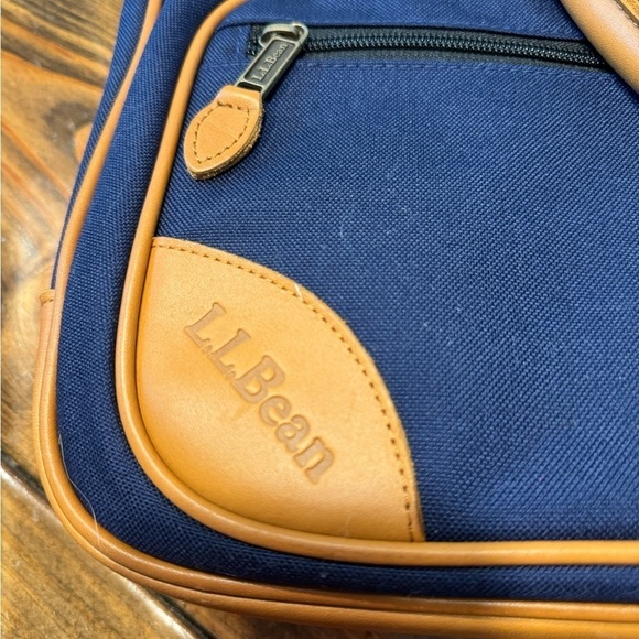 L.L. Bean Vintage Navy Canvas laptop messenger bag case tote w/shoulder strap - Picture 2 of 14
